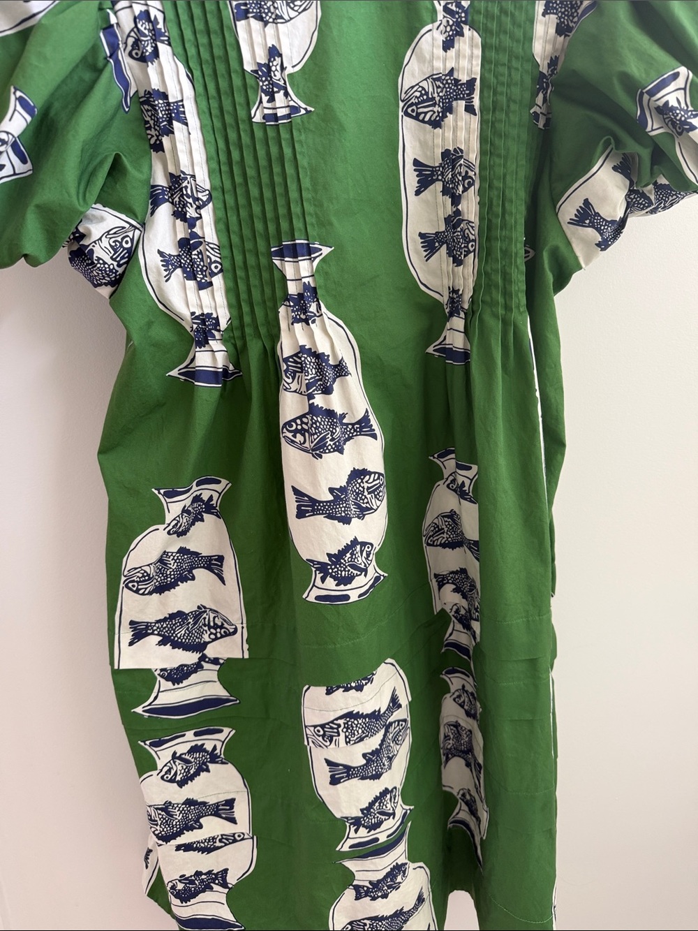 Hunter Bell Wilkes Dress Green Fish Print Short Dress - Picture 3 of 4